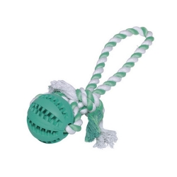 NOBBY: RUBBER Ball w/ ROPE DENTAL LINE