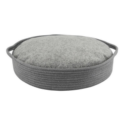 NOBBY: Basket w/ plusch cushion round NOLA Grey
