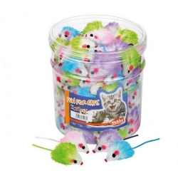 NOBBY DISPLAY: CAT toy box, x144 plush mouse, Red