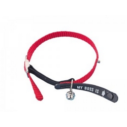 NOBBY: Cat Collar w/ ID My BOSS is Red