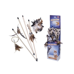 NOBBY DISPLAY: Wood CAT-ROD w/ Feather, x24