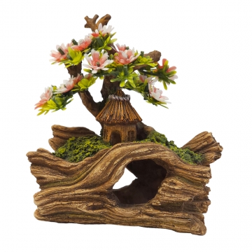 NOBBY: Aqua Ornaments WOOD WITH HUT with plants