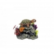 NOBBY: Aqua Ornament, TURTLE ON ROCK with Plants