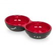 NOBBY: CERAMIC Double Dish, CAT Black-Red