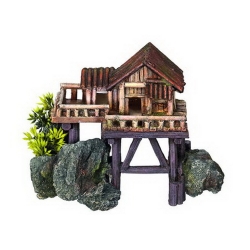NOBBY: Aqua Ornament, Wood HOUSE, with Plants