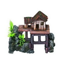 NOBBY: Aqua Ornament, Wood HOUSE, with Plants