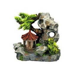 NOBBY: Aqua Ornament, TEMPLE ON CLIFF with Plants