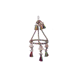 NOBBY: Bird Cage Toy pyramide cotton w/ wood blocks Multicolor