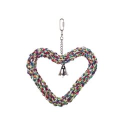 NOBBY: Bird Cage Toy heartcotton flexible w/ bell Multicolor