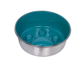 NOBBY: Slow-Down STAINLESS Bowl, PAW Grey-Green