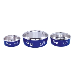 NOBBY: STAINLESS Steel Bowl, FUSION, Anti-Slip Blue