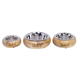 NOBBY: STAINLESS Steel Bowl, EAT w/ Wood Frame