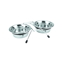 NOBBY: Double STAINLESS Steel Bowl, SILENT DINER