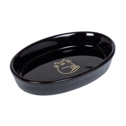 NOBBY: CERAMIC cat dish oval GOLDEN CAT Black