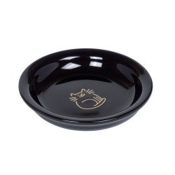 NOBBY: CERAMIC cat milk dish GOLDEN CAT Black
