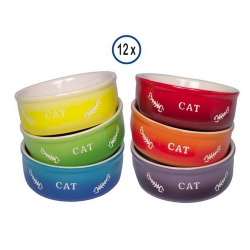 NOBBY DISPLAY: CERAMIC Cat Dish GRADIENT x12 Mixed colors