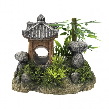 NOBBY: Aqua Ornament, ASIAN TEMPLE, with Plants