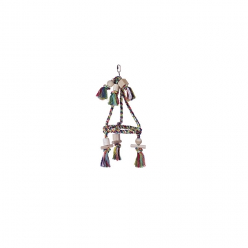 NOBBY: Bird Cage Toy pyramide cotton w/ wood blocks Multicolor