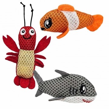 NOBBY DISPLAY: Mesh sea animals w/ catnip assorted