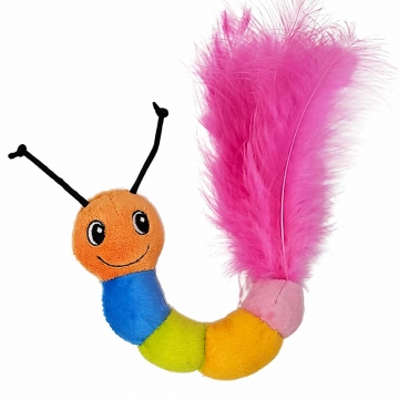 NOBBY: PLUSH Caterpillar w/ feather & catnip