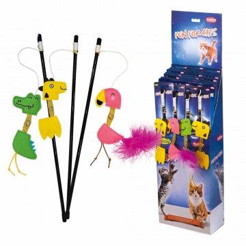 NOBBY DISPLAY: Rod zoo animals felt w/ rattle, w/ catnip