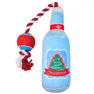 NOBBY+Xmas: Plush BOTTLE with rope and ball, 58x10cm