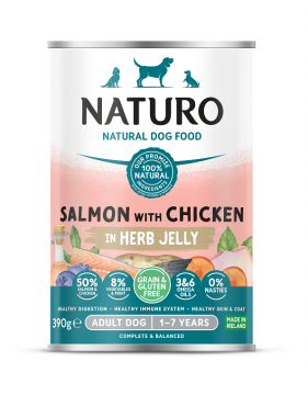 NATURO can-GF SALMON, CHICKEN, Fruits & Veggies 390g