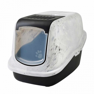 SAVIC: Cat toilet NESTOR MARBLE white/grey - black