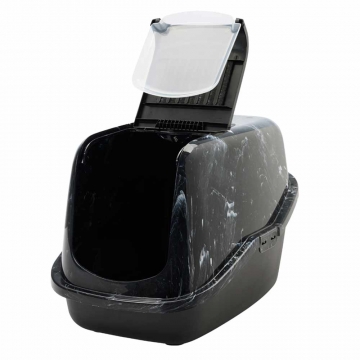 SAVIC: Cat toilet NESTOR MARBLE black/white - black