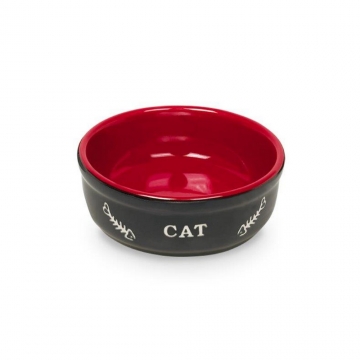 NOBBY: CERAMIC Dish, CAT Black-Red