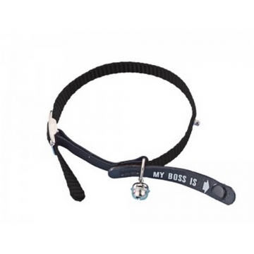 NOBBY: Cat Collar w/ ID My BOSS is Black