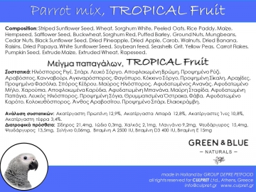 GREEN & BLUE-Parrot mix, TROPICAL FRUIT, 15kg