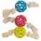 NOBBY DISPLAY: RUBBER fence Ball w/ ROPE assorted colours