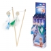 NOBBY DISPLAY: Wooden ROD with rattan ball & feather x12